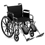 Heavy Duty Bariatric Folding Wheelchair Self Propelled Leg-Rests Strong Extra Wide 24" Seat