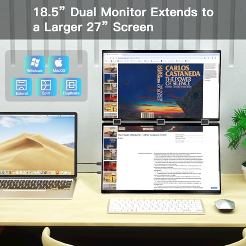 Image of Triple Screen Extender 120hz 18.5 inch Portable FHD 1080P Monitor Folding Stacked Travel Monitor Automatic Rotation for Laptop PC Kickstand VESA Mountable（No Driver）