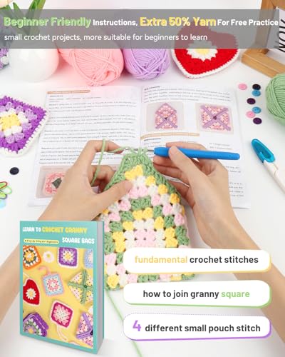 Image of Katech Crochet Kit for Beginners Adults - Coin Purse Crochet Kit with Step-by-Step Instructions, Premium Yarn, Hook & Supplies - Learn-to-Crochet Small Bag, Wallet or Creative Gift