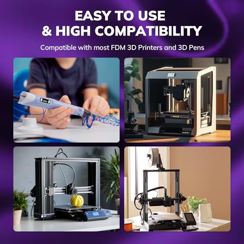 Image of AMOLEN Silk PLA 3D Printer Filament, Shiny Dual Color Black Purple PLA 1.75mm, Multicolor Change 3D Printing Filament for Most FDM 3D Printer, 1kg Spool(2.2lbs)