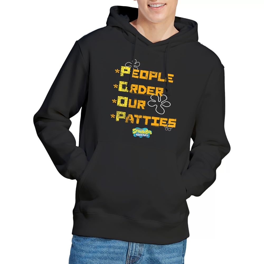 Spongebob People Order Our Patties Hoodie, Black, Small