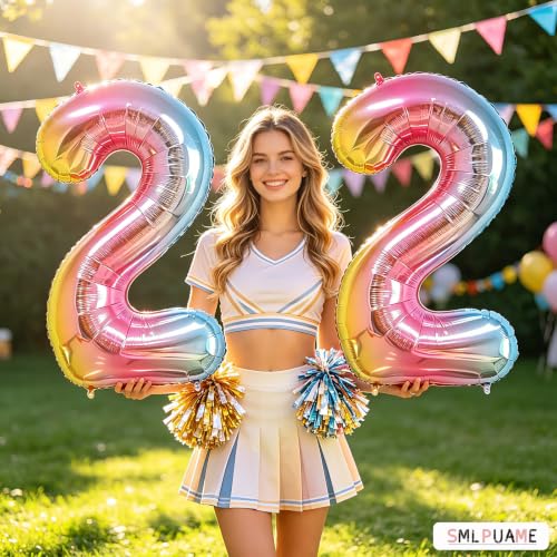 Image of 40 Inch Rainbow Gradient 2 Balloon for 2nd Birthday Decorations