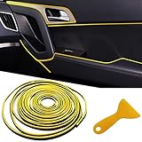 Car Interior Trim Strips,Universal 33ft Car Electroplating Decoration Styling Door Dashboard, Flexible Interior Trim Accessories with Installing Tool(Yellow)