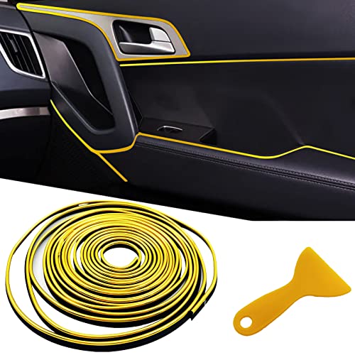 OSIFIT Car Interior Trim Strips,Universal 16.4 ft Car Electroplating Decoration Styling Door Dashboard, Flexible Interior Trim Accessories with Installing Tool(Gold)