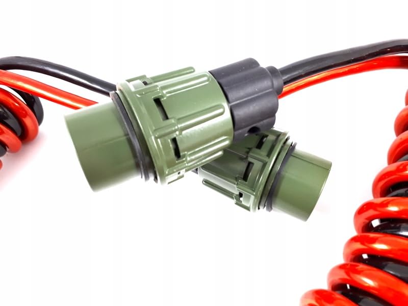 NATO kabel elektryczny 4 metry 2 x 50 mm² 12 V 24 V VG96917 z 2 wtyczkami NATO kabel spiralny kabel ułatwiający rozruch Bundeswehry samochód ciężarowy pojazd użytkowy przyczepa traktor offroad straż