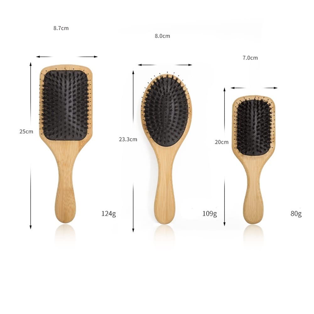 Cepillo for el cabello, desenredador de paletas de bambú, cepillos for desenredar el cabello for mujeres, hombres, niños, agregar brillo, alisar el cabello, peine, cepillo de cerdas de jabalí for cabe