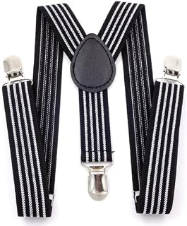 CHENGZI Children Kids Braces with 3 Clips Stainless Adjustable Elasticated Heavy Duty with Strong Metal Clips for Boys & Girls (black)