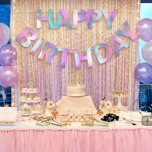 Image of Pre-Strung Happy Birthday Banner - Iridescent Party Decorations