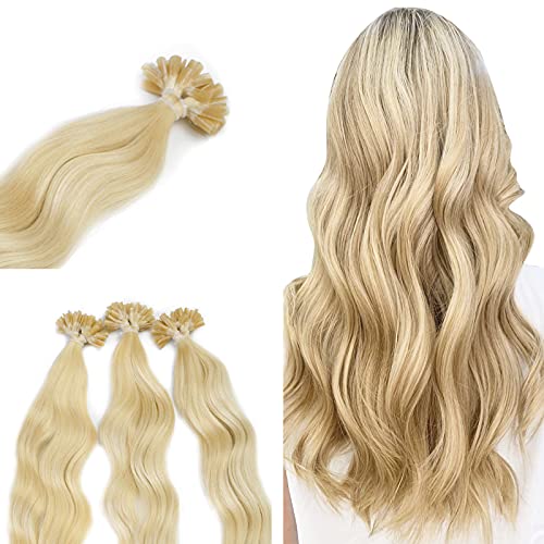 Neitsi® 20" 25s/lot 1g/s 100% Remy Human Hair Nail Light Ash Blonde U Tip Hair Extension Natural Wave (22#)