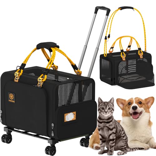 PAWZIDEA Expandable Pet Carrier with Wheels, 24