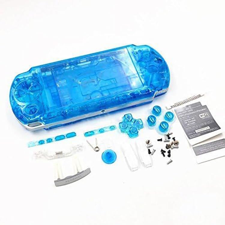 Funda de repuesto completa con botones para PSP 3000 PSP3000 (azul transparente)