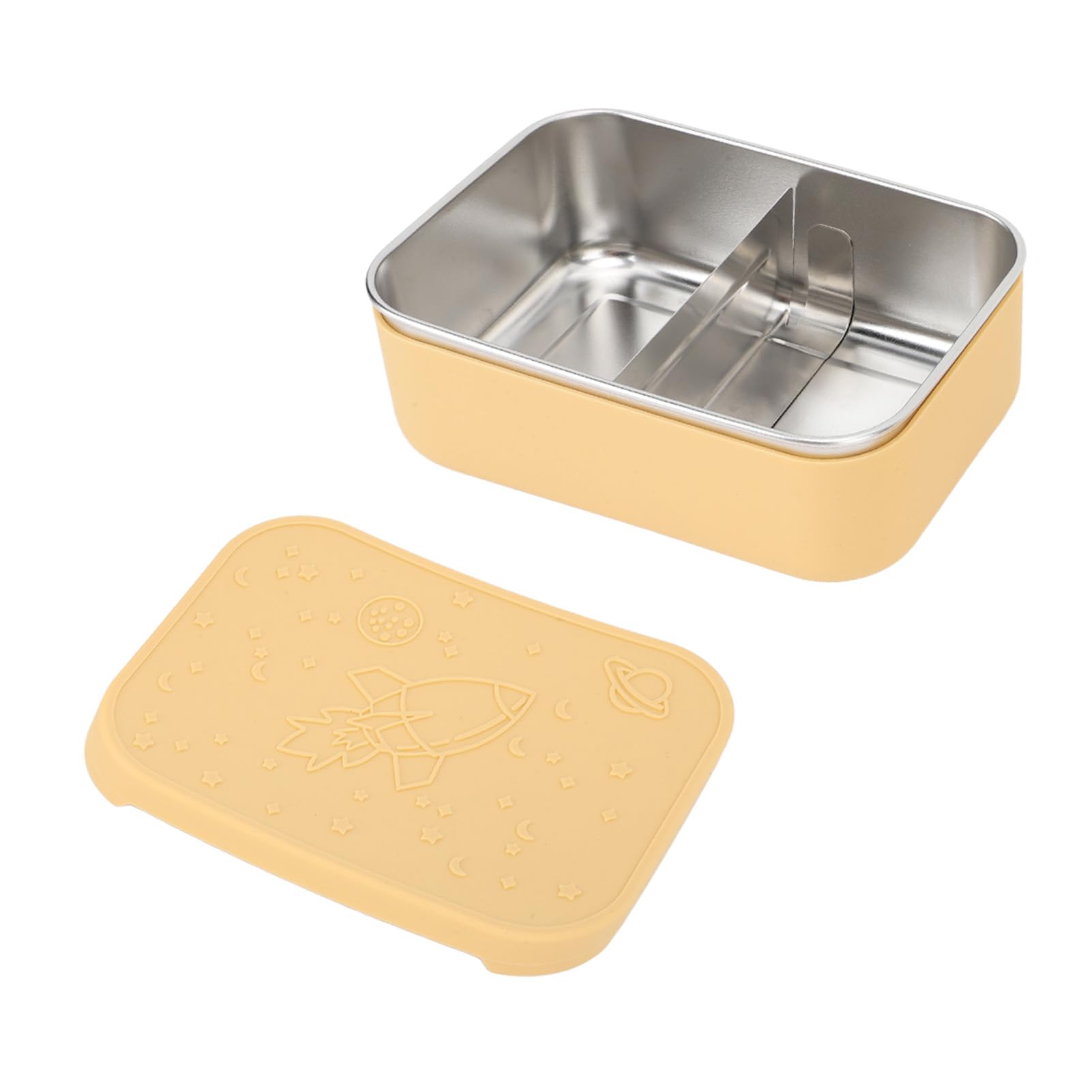 SIXRUN Lunch Box in Acciaio Inossidabile, Contenitore per Alimenti 304 da 850 Ml con Divisore Mobile e Coperchio in Silicone a Tenuta Stagna, Box in Metallo per Picnic in Ufficio Scolastico Adulti