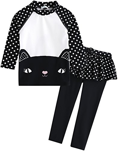 Image of VAENAIT BABY Girls Rash Guard Swimsuit UPF 50+ Long Sleeve Toddler Bathing Suit Ribbon Stawberry Floral Fruit for 2~8Years