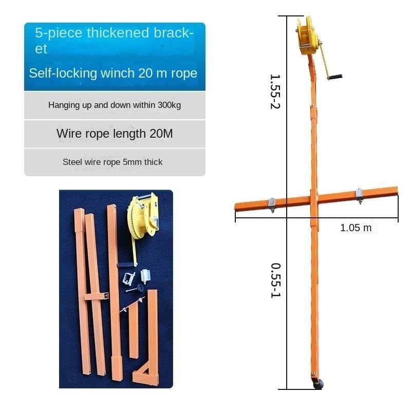 icVantA Air Conditioning Outdoor Unit Installation Tool, Hand Winch + Bracket, Self-Locking Hoist for Maintenance and Disassembly (Color : 150kg Shelf+Self-Lock Winch 25m) (300kg Shelf+Self)
