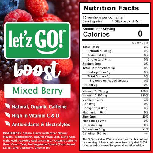 Image of Let'z Go Triple Boost - Berry + Orange + Watermelon (15+15+15 Pack) - Natural Energy Boost Caffeine Packets