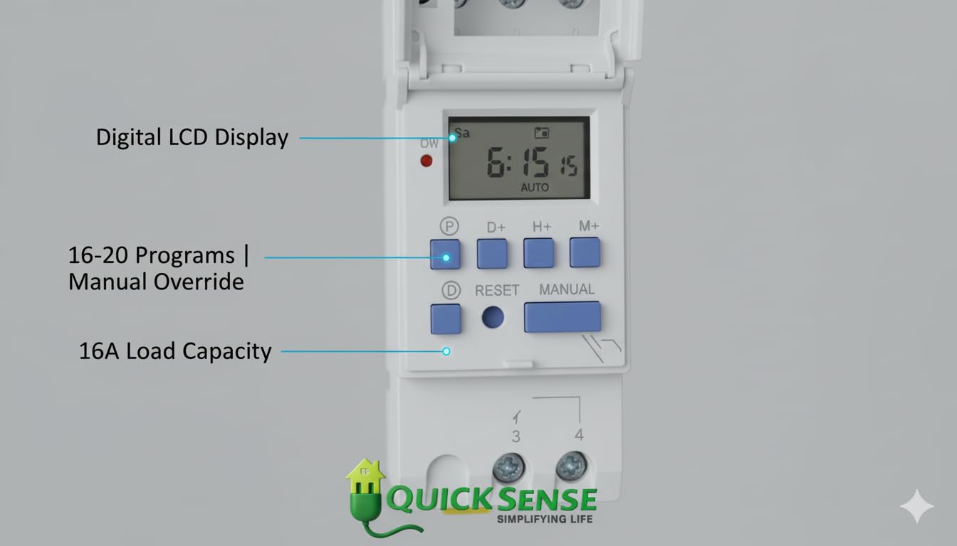 Quick Sense QS-T3 Digital Timer Switch - 30A Programmable -5 Quick Sense QS-T3 Digital Timer Switch - 30A Programmable -5