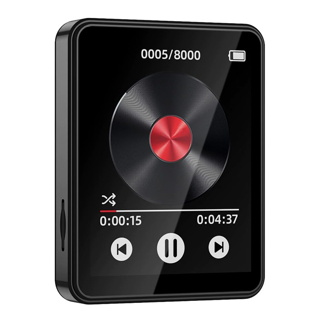 Reproductor MP3, Sonido de 2,4 Pulgadas, Altavoz Integrado, función de grabación, Resistente al Agua, fácil de Transportar, Ideal para Viajes y Senderismo, Negro, 32GB