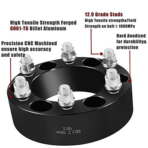 Richeer 6X5.5 Wheel Spacer Compatible With Silverado/Suburban/Sierra/Savana 1500 Express Tahoe Yukon Escalade C2500 K1500, 2" Forged 6X139.7Mm Wheel Spacers With 14X1.5 Studs & 108Mm Center Bore #TOP2