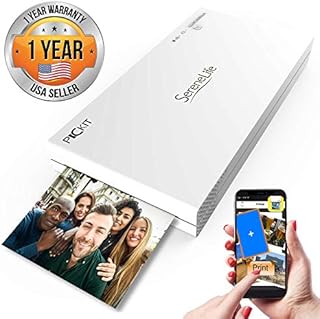 Portable Instant Mobile Photo Printer - Mini Compact Pocket Size Easy for Travel - Wireless Color Picture Printing from Apple iPhone, iPad or Android Smartphone Camera - SereneLife