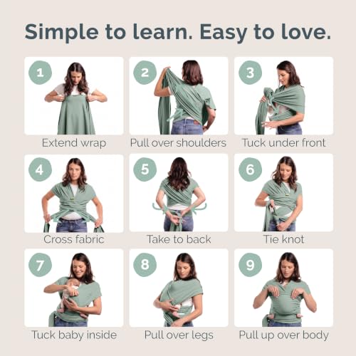 Image of Boba Baby Wrap Carrier - Original Baby Sling Carrier for Newborns (7-35 lbs), Soft, Secure, Hands-Free & Ergonomic, Ideal for Comfortable Bonding, New Parents (Sage Green)