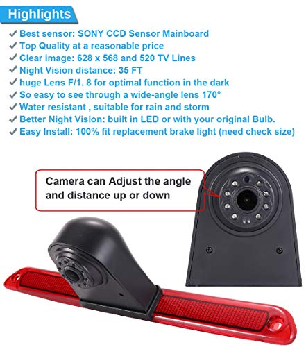 Dynavision auto remlicht achteruitrijcamera voor Van dakcamera Mercedes Benz Sprinter W906 / VW Crafter Caravelle 2007… - Image 7