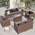 VONZOY Patio Furniture Set with Fire Pit Table, 5 Pieces Outdoor Furniture Sets, Wicker Patio Conversation Sets w/Waterproof Covers for Backyard, Porch, Balcony, Poolside(Grey)