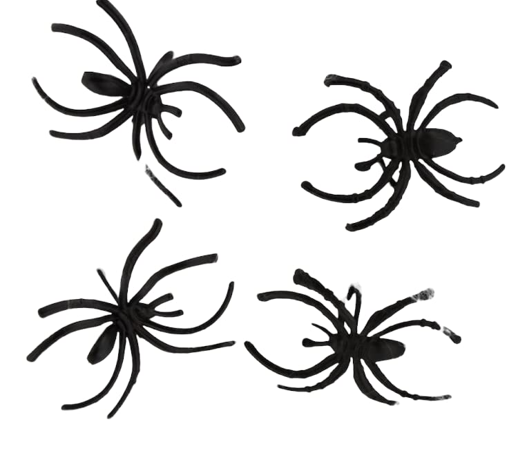 Halloween Spiders and Webs (4 Pack 2 Ounces Each) Just in Time for Fall,Display on Your Door or Trees