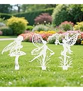Decoración Jardín Hadas Flores Metal - Juego 3 Piezas - Para Macetas, Césped O Patio