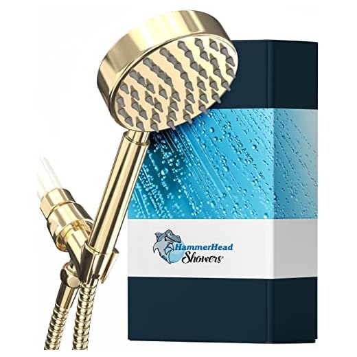ALL METAL Handheld Shower Head with Hose and Brass Holder- POLISHED BRASS - 2.5 GPM High Pressure Shower Heads - Hand Shower Head with Adjustable Shower Wand Bracket - 6ft Flexible Extension