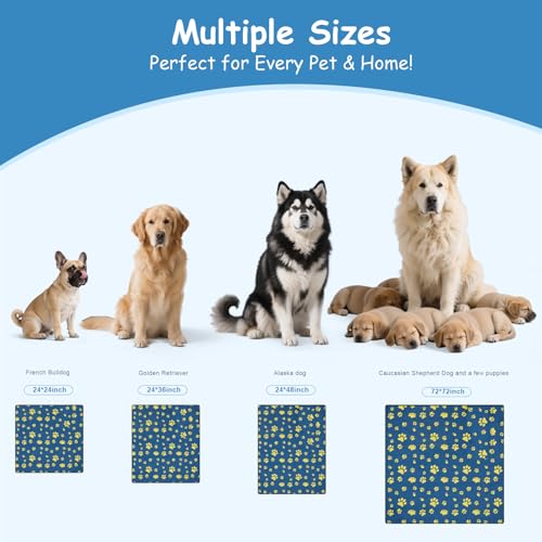 Image of Washable Pee Pads for Dogs 24x24 Inch (2 Pack) - Thick Heavy Absorbent Reusable Pet Training Pads, Leakage & Non-Slip for Puppy Playpen /Crate /Potty, Spliceable, Machine Washable, Blue
