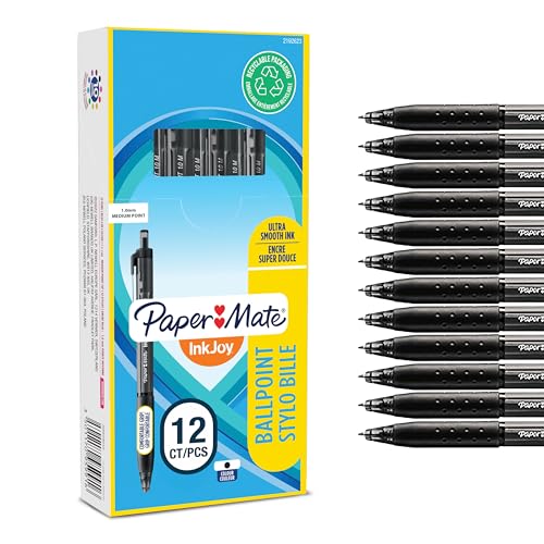 Paper Mate stylo bille rétractable InkJoy 300 RT | pointe moyenne (1,0 mm) | noir | lot de 12