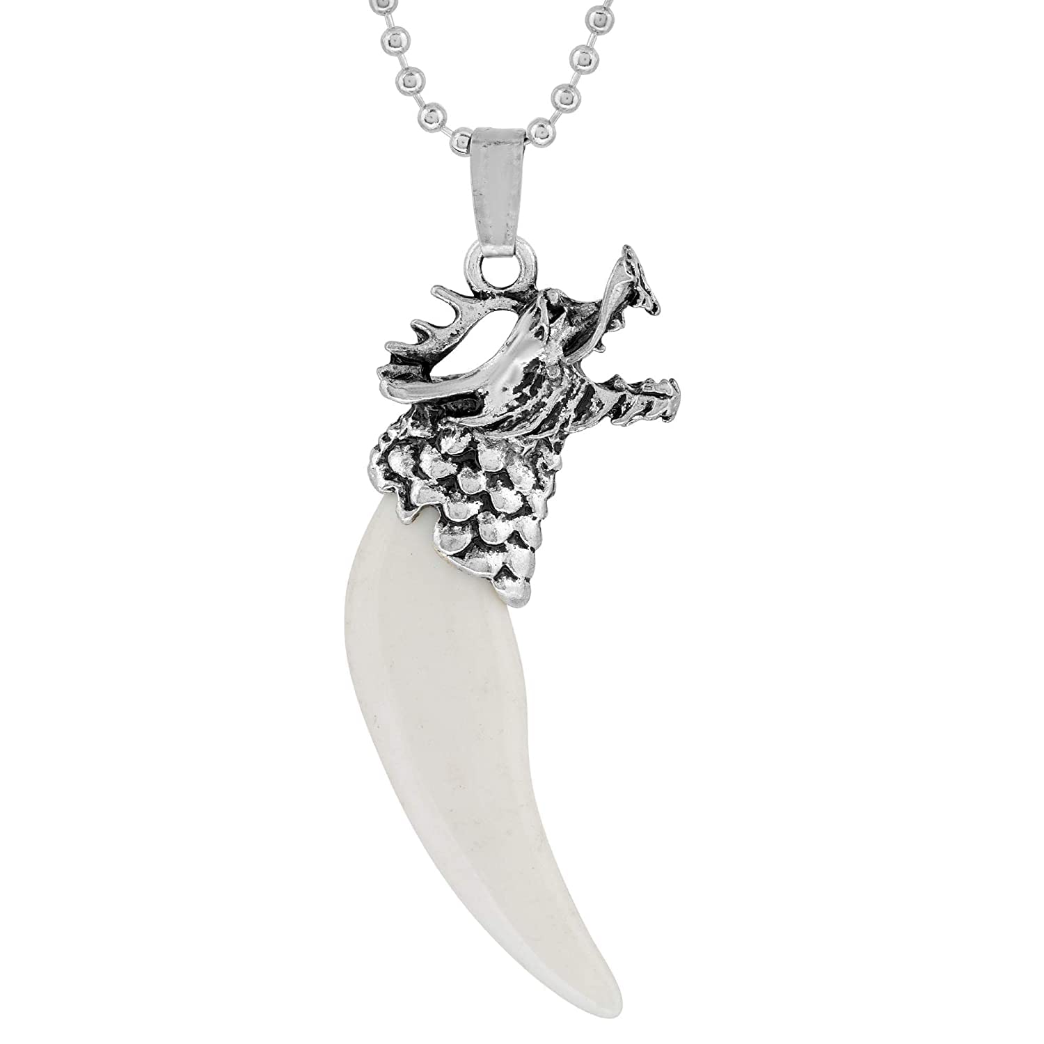 CResha Antique Head Faux Imitation White Ivory Tooth Tusk Lucky Charm Fashion Chain Pendant Necklace for Men and Women (B07KDS1XCX) Amazon Price History, Amazon Price Tracker