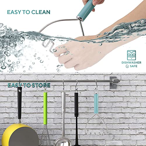 Beiyana BEIYA POTATO MASHER Premium Masher Kitchen Tool, Heavy Duty Potato Masher Stainless Steel, Metal Wire Mashed Potatoes Masher For Mashing Avocado, Bean, Vegetables, Food, Dishwasher Safe- Aqua Sky thumb #4