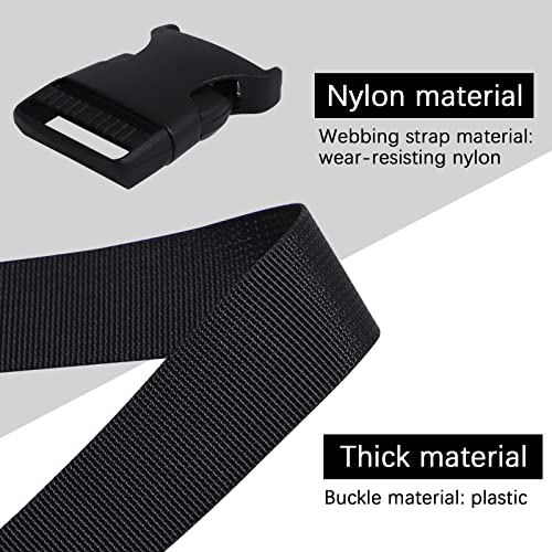 Reton 1 1/4 Inch Wide 10 Yards Black Nylon Webbing Strap + 15 Pcs Adjustable Buckles Plastic Side Release Buckles #TOP3