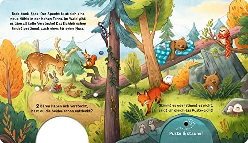 Mein Puste-Licht-Buch: 1,2,3,4 - wie viele Tiere siehst du hier?: Suchbuch ab 18 Monaten mit Puste-Licht und LED-Lämpchen