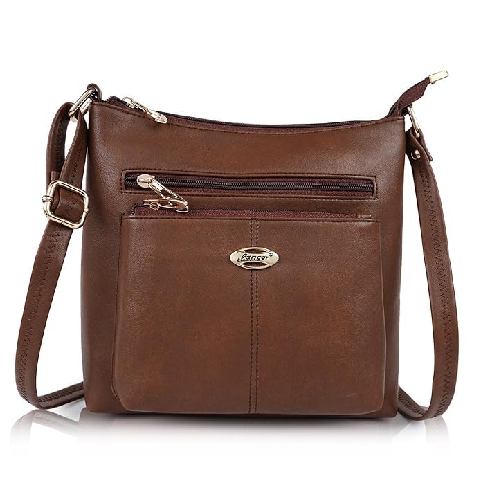 lancer PU Leather Sling Bag for Women & Girls | Stylish Crossbody Bag with Adjustable Strap & Zip Closure | Water-Resistant Casual Shoulder Bag for College, Travel, Office & Party (Brown)-picture-22