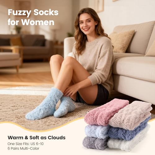 Image of Womens Fluffy Fuzzy Socks,Winter Cozy Soft Warm Socks Gifts for Womens | Soft Comfortable Warm Womens Fluffy Fuzzy Socks