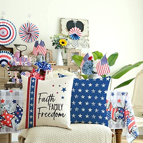 Geeory 4Th Of July Decorations Pillow Covers 18 X 18 Set Of 4 Star And Stripe Faith Family Freedom Throw Pillow Covers Patriotic Pillows Independence Memorial Day Decor Cushion Case G320-18 #TOP2