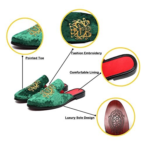 Image of FLQL Men's Leather Scuff Slippers Velvet Slip On Loafers Fashion Backless Mule Clogs Anti-Slip Sandals Slides for Men and Women Designer Size 7-13