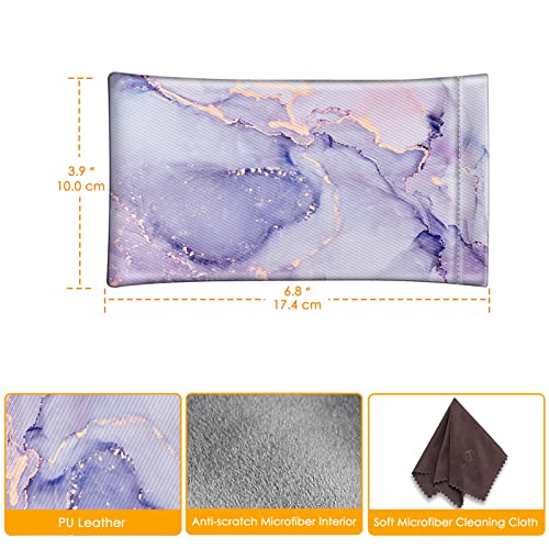 Image of FINTIE Soft Eyeglasses Case with Cleaning Cloth, Portable Squeeze Top Vegan Leather Glasses Pouch, Sunglasses Eyewear Bag