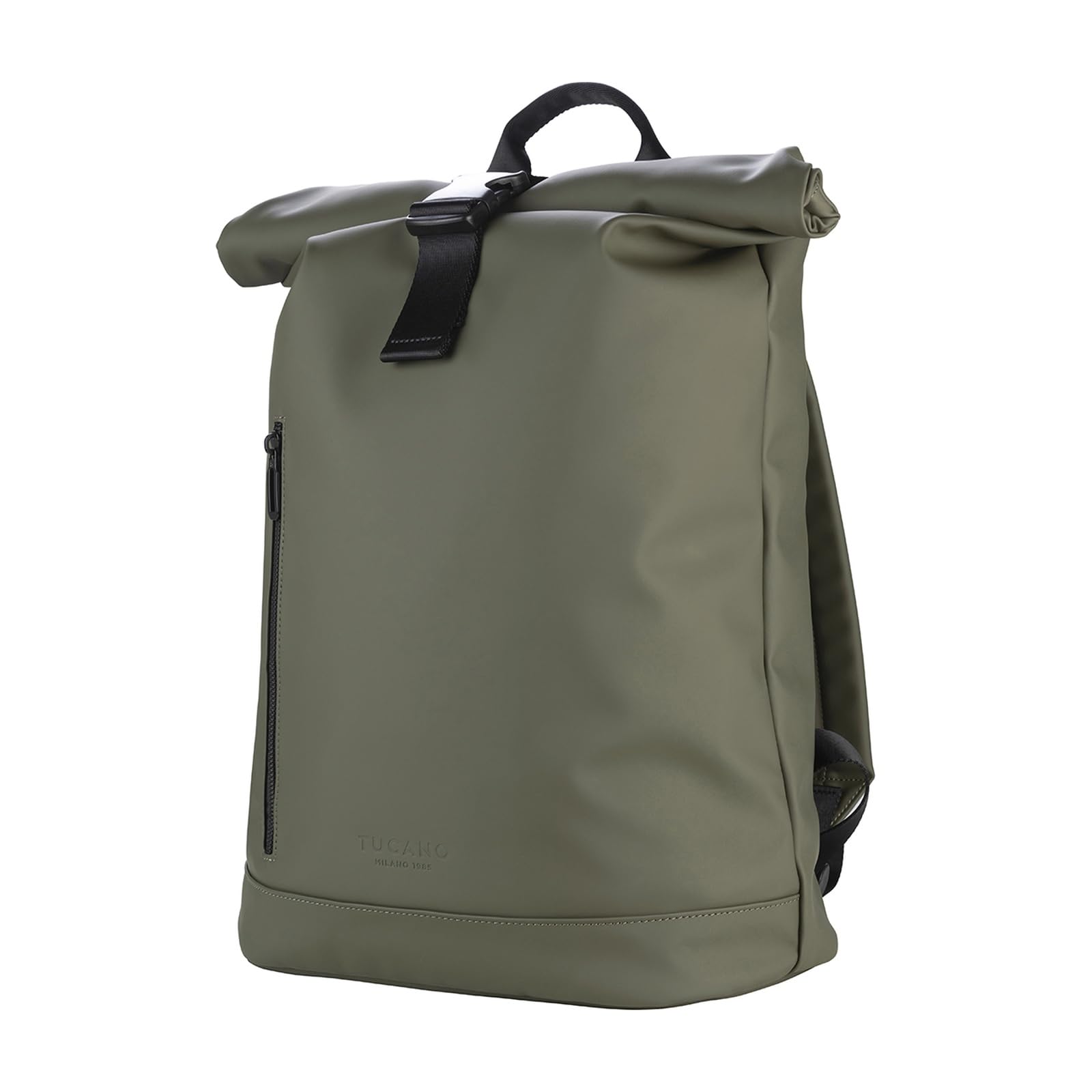 Tucano, Gommo Rolltop Zaino Porta PC per MacBook Pro 16" e Laptop 15.6" in Materiale Gommato, Zaino Lavoro Uomo Donna con Chiusura Arrotolabile, Tasca Imbottita e Fascia Trolley, Verde Militare