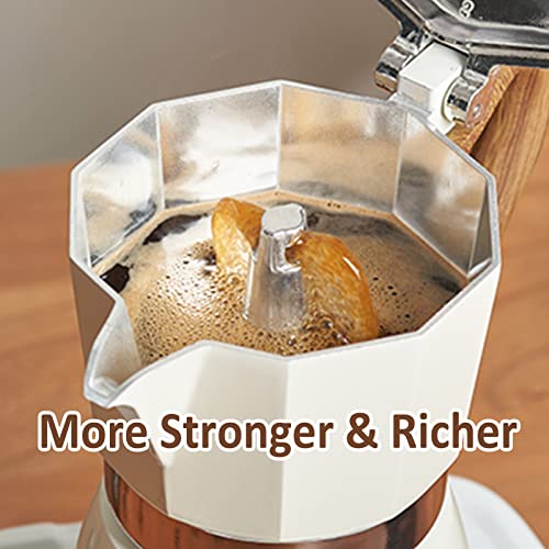 Coffee Pot, Moka Pot Italian Coffee Maker 3 cup/5 OZ Stovetop Espresso Maker for Gas or Electric Ceramic Stovetop Camping Manual Cuban Coffee Percolator for Cappuccino or Latte by Conyee - Used condition - Image 2
