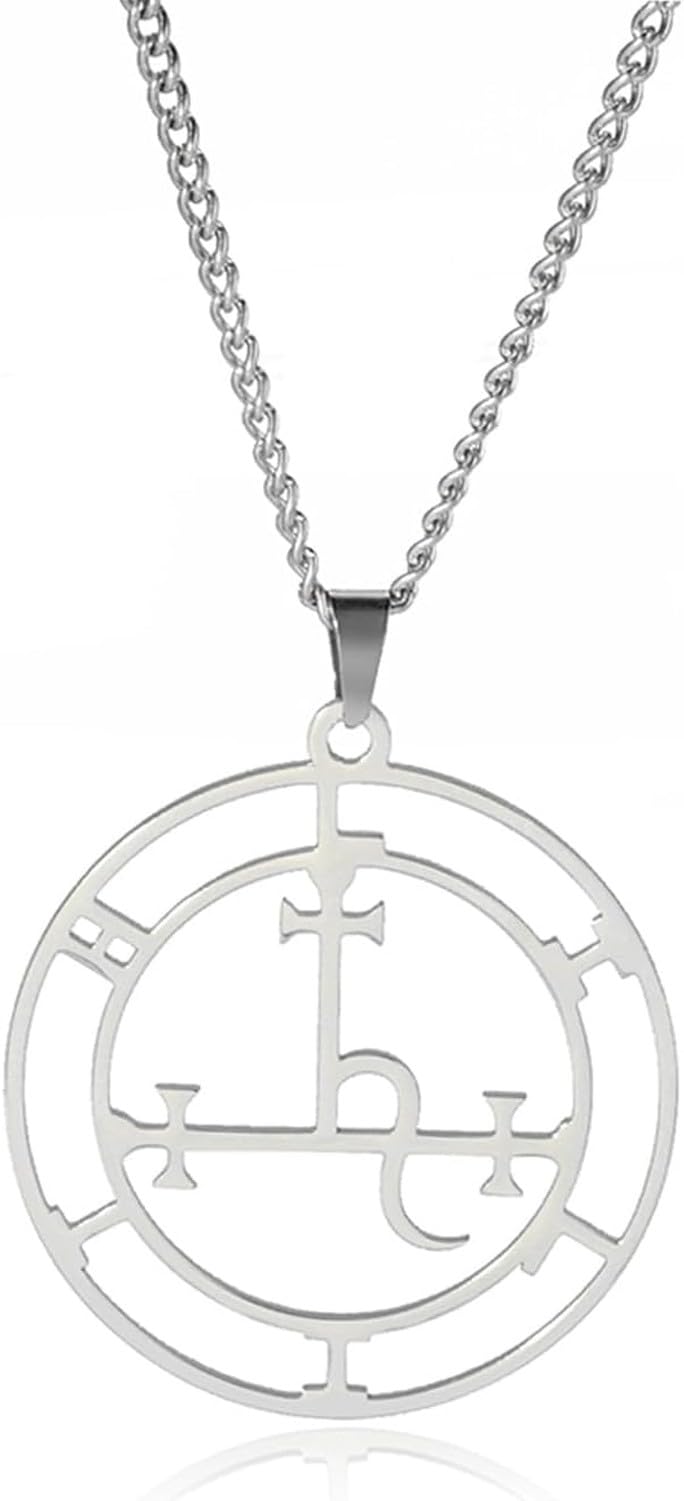 WOMGKDA Sigil Amulet Necklace Goddess Pendant Lilith Symbol Hecate Wiccan Jewelry Gothic Pagan Satanic Choker for Women Men, Lilith Necklace4