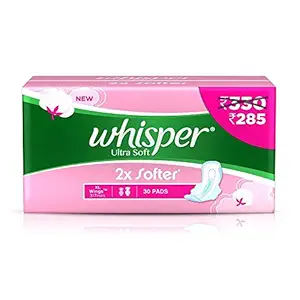 Whisper Ultra Soft Sanitary Pads - 30 Count Extra Large (XL)