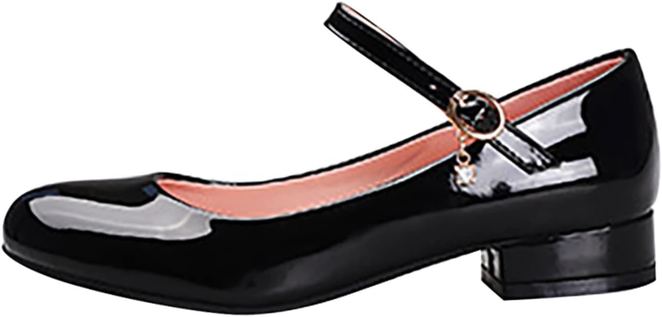 Girls Dress Shoes Low Heel School Uniform Shoes Wedding Party Mary Jane Pumps for Toddler Kids