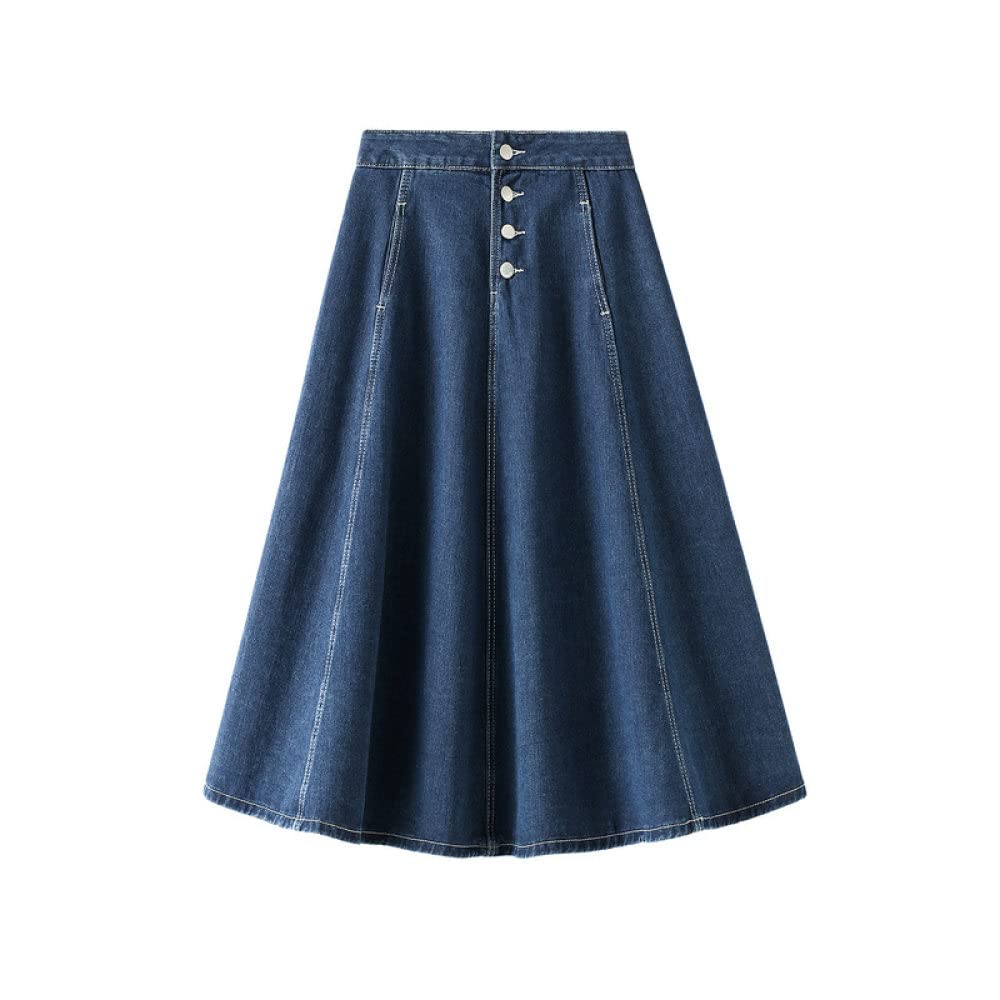Faldas para Mujer Reino Unido,Faldas Maxi para Mujer Falda Vaquera Falda Azul De Invierno con Botón Falda De Talle Alto Faldas Plisadas Elegantes para Mujer Fal(S)