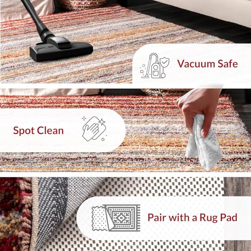 Image of Classie Ombre Pattern Shag Area Rug Runner, 2x6 Feet, Red Mixture