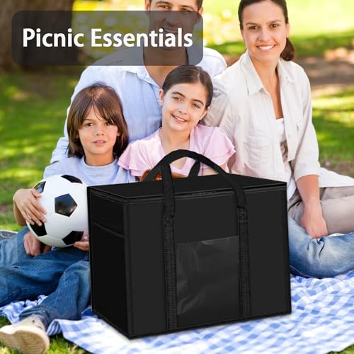 Groß Kühltasche Faltbar 50L Isoliertasche Kühlbox Kühlkorb für Essen, Groß Picknicktasche Thermotasche für Outdoor BBQ Camping,Einkaufen,45X31X36cm