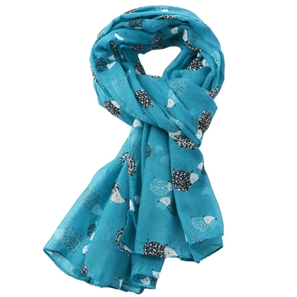 Purple Possum Women's Blue, Turquoise, Turquoise Blue ® Hedgehog Scarf Hedgehogs Wrap Lightweight Shawl (Blue)