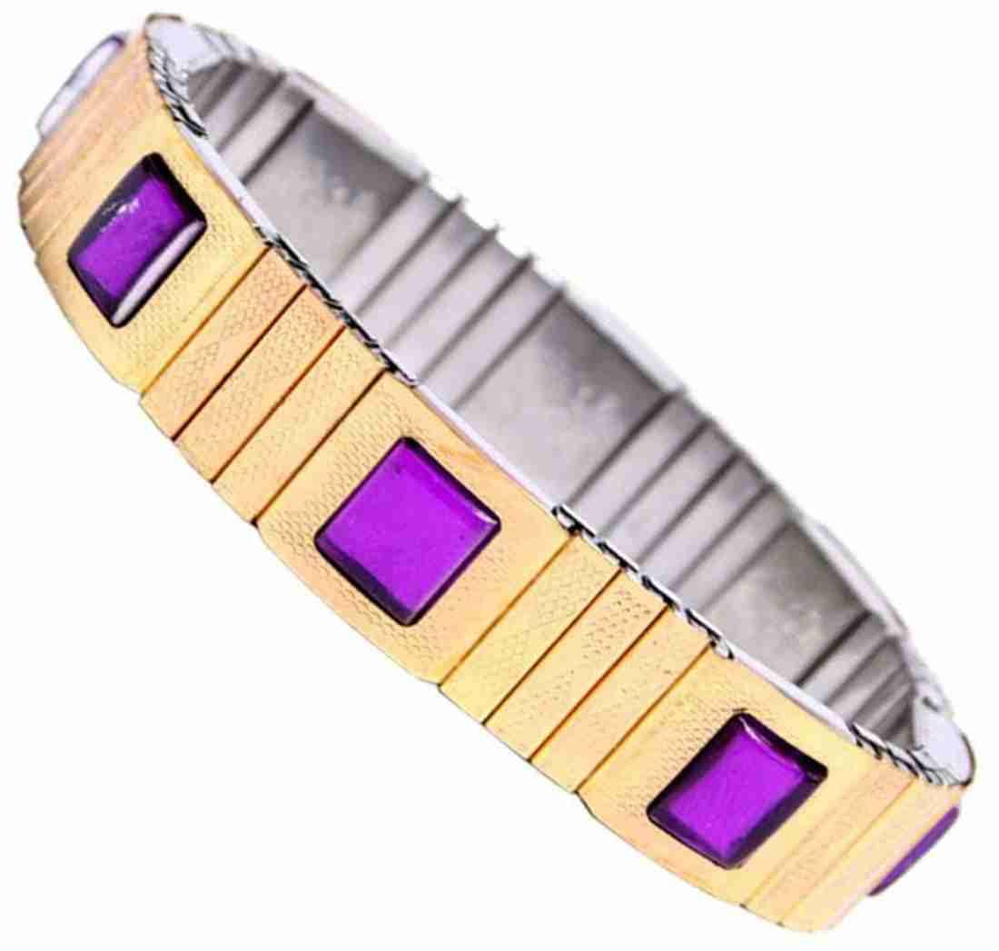 Bracotive Boi Magnetic Metal Stretchable Chain Bracelet For Men Purple Pack Of 1